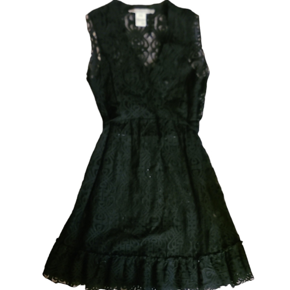 Little See-Through Black Op-Art Lace Dress